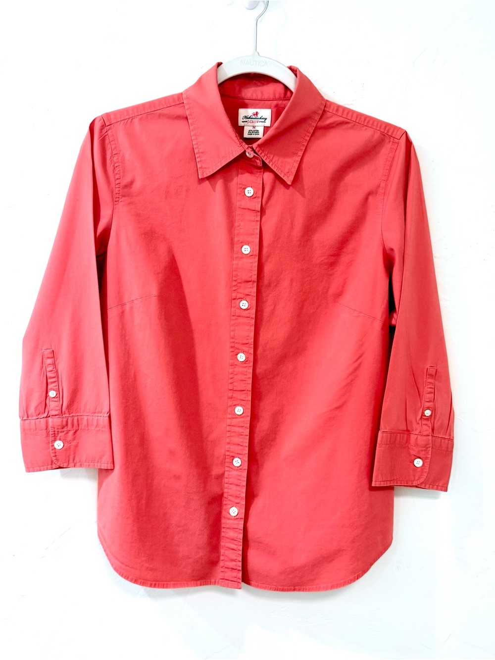 J. Crew Haberdashery Coral Button-Down Shirt. Size M. 3/4 sleeves